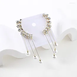 Dangle Chandelier Moda e Elegante Zircão Gota de Água Borla Ear Clip Stud Brincos Coreano Pérola Longa Acessórios Femininos GiftDangle Odet