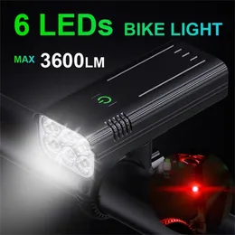 Boler Bike Light 3600 Lumens USB Aluminium MTB Bicycle Light Conjunto 5200mAh com acessórios de bicicleta de farol do Power Bank 220721