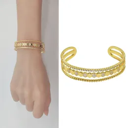 أساور سوار للنساء الفاخرة العلامة التجارية الكلاسيكية النحاس الكريستال القابلة للتعديل Pulseiras Punk Cuff Fashion Open Zirconia Accessories Gold Color Jewelry Special