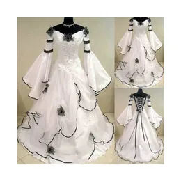 Plus Size Wedding Dress lace up Back Garden Transparent 3 /4 Sleeve Lace A Line Sweep Train Appliques Bridal Gowns Custom Made