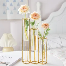 Vaso di vetro Accessori per la decorazione della casa idroponica Vasi per fiori Porta piante in vetro Composizioni floreali Vasi in metallo Decorazioni per matrimoni 220423