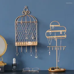 Gold Iron Art Makeup Organizer Jewelry Rack Basket Birdcage Dressing Table Cosmetic Display Holder Storage Boxes & Bins