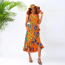 女性のためのエスニック服アフリカのドレスローブアフリカのファムファッションケントプリントコットン素材セクシーなノースリーブパーティードレスニック