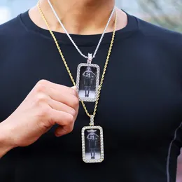 Chaînes Personnalisé Po Collier Photo Médaillons Pendentif Baguette Pierre Charmes Hommes Hip Hop Bijoux Iced Out ChainChains Godl22