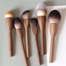 1PCS European Vintage Wood Handle Makeup Brush