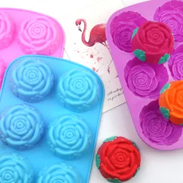 DIY roses baking and Crafts mould with manual jelly ice pastry soap Food safety silicone 6-Cavity