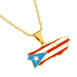 Chains Stainless Steel Heart Puerto Rico Ricans Map Flag Pendants Necklaces Enamel Gold Color PR Unisex Jewelry GiftsChains Heal22