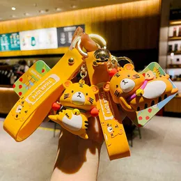 Original Eat Apple Tiger Car Keychain Personality Creative Key Pendant Key Ring Men's and Women's Schoolbag Backpack Ornaments G220421