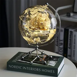 Modernt skrivbord Luminous S Creative Living Room Desk Accessories Home Decor Transparent Gift World Globe 220722