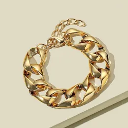 Link Chain Women's Curb Cuban Gold Color CCB Square Thick Bracelet Fake Metal Jewelry Men Women Gift Fawn22