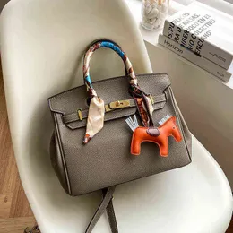 Bag handgefertigtes Platin -Designer Handtasche Frauen großes Litschee Muster tragbarer Modekapazität Messenger Single Schulter Volles echtes Leder
