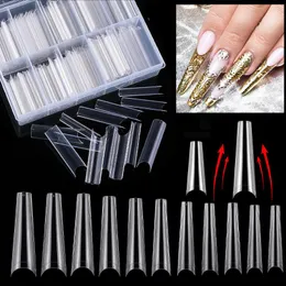 Falska naglar Extra långa fyrkantiga nagelspetsar Konst Fransk Denim Fake Manikyr Dekorationsverktyg Artificiell akryl