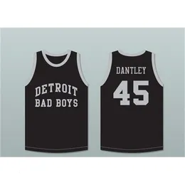XFLSP Nikivip كرة السلة Jersey College Adrian Dantley 45 Detroit Bad Boys Basketball Jersey Jersey Sitched Size S-5XL