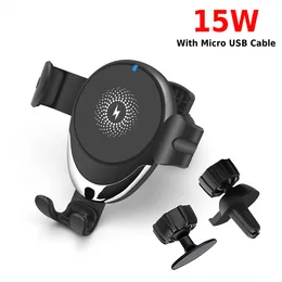 15W Fast Qi Car Wireless Charger For iPhone 13 12 11 Pro MAX Samsung S10 S9 Xiaomi Mi 9 Wireless Charging Phone Holder Stand Bracket