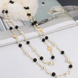 Kedjor Rose Flower Pearl Long Necklace Multilayer Hanging Chain Fashion Ladies Clothing Jewelry Accessorieschains