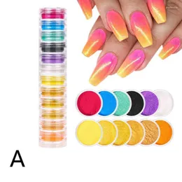 Nail Glitter Powder Cushion Pen Jelly Art Mirror Effect 12 Colors Nails Holographics Prud22