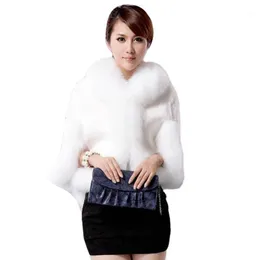 Women's Fur & Faux 2022 Winter Women Imitation Mink Coat Outerwear Female 7 Points Sleeves Cloaks Short Shawl 341