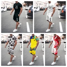 Fashion Men S Tracksuit 2 Peça Conjunto de verão Cor de cor sólida Pote de leite Camisa de manga curta e shorts roupas de tamanho grande 220606