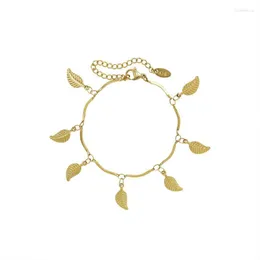 Цепочка звена из нержавеющей стали Armbandjes Dames Simple Small Fresh Bracelet Leaf Design для женщин в готическом стиле Dia de la Madre Trum22