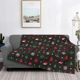 Blankets Merry Christmas Blanket Fleece Spring/Autumn Year Cute Snowflake Breathable Thin Throw For Sofa Travel Plush QuiltBlankets