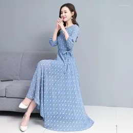 Casual Dresses 2022 Summer Korean Version Of Large-size Shredded Floral Chiffon Dress Women's Long Show Thin High Skirt Beach