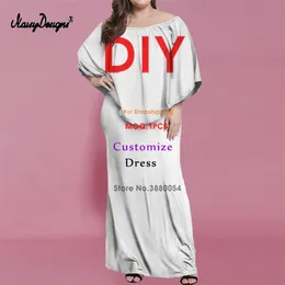 Noisydesigns Niestandardowe kobiety z ramienia falbanki długie sukienka plus rozmiar 4xl luksusowe nadruki kwiatowe vestidos boho dropship 220616