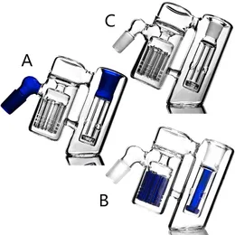 Toppförsäljning 14mm 18mm Joint Hookahs Ash Catcher Blue Transparent 45 graders vinkel Färgglada vattenrör Glas Bong Rigs Bong Rökande rör