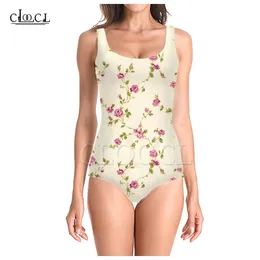 Vintage Little Floral Stampa 3D Ragazze Costume intero Costume da bagno Senza maniche Slim Costumi da bagno donna sexy Estate 220617