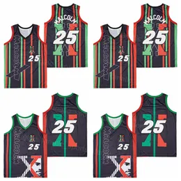 Maglia da basket da uomo Movie Film 1992 Power 25 Malcolm X Uniform Black Team Color HipHop Puro cotone ricamato e cucito Hip Hop traspirante per gli appassionati di sport Buono