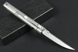 新しいR8126フリッパー折りたたみナイフD2サテンドロップポイントブレードCNC TC4チタン合金ハンドルボールベアリングEDCポケットナイフ