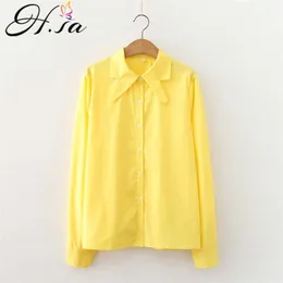 Hsa blusas mujer de moda TUrn Down Collar Solid Color Bow White Blouse and Shirts Formal Ol Shirts Long Sleeve Tops 210716