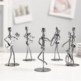Hemdekoration Musikinstrument Figurin Ornament Iron Music Man Figurer Julklappuppsättning av 8st Mini Band Sculpture 220628