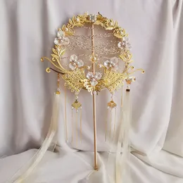 38 cm*21 cm Wstążka jedwabna półprzezroczysta narzeczona weselna fan Pography Dance Cosplay Hand Hold 220505