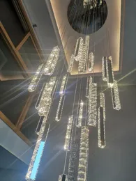 Lampy wiszące kryształ nowoczesny srebrny/złoty żyrandol LED Nordic luksusowy architektura strychu spiralna schodowa salika kuchnia żyrandelierpenda