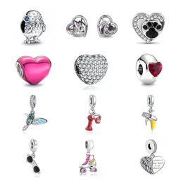 Charm-Perlen aus 925er-Silber, baumelnde Form, Hundepfote, glitzerndes süßes Küken, passend für Pandora-Charm-Armbänder, DIY-Schmuckzubehör