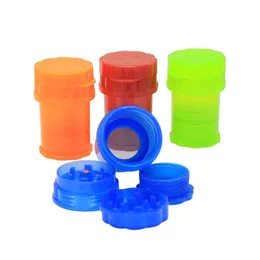 Plastic grinder 4 layers Smoking Accessories with 38 mm x 63 mm dimension 6 colors Hand Dry Herb Container Tobacco Storage