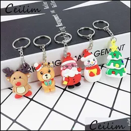 Key Rings Jewelry Fashion Cartoon Cute Soft Sile Keychain Santa Bear Elk Christmas Tree Snowmen Chain Keyring For Bag Car Drop Delivery 2021