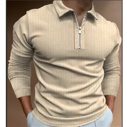 MEN Stripe Polo Shirt Cotton Long Sleeve Shirt Spring Autumn Attridery Dark Darm Fashion Polo Shirt Men 220702