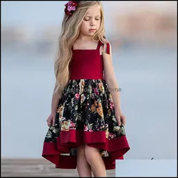 Meninas vestidos bebês crianças roupas bebê maternidade inserling sling vestido de costas crianças impressão de flor Princesa d dhfxu