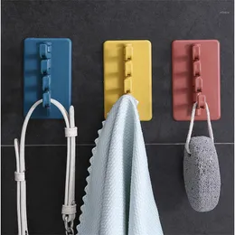 Hooks & Rails Rotatable Adhesive Hook Seamless Strong Bearing Stick Wall Hole-Free Hanger Bathroom Kitchen Four Bracket