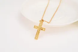 Pendant Necklaces 18 K Solid Gold G/F Cross Wholesale Crucifix Heart Jewelry Fashion Jesus Decoration Dress