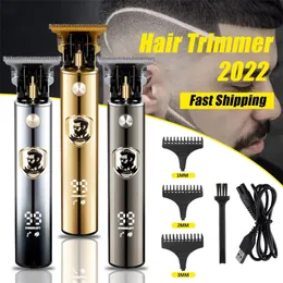 T9 Electric LCD Hair Clipper Professional Rechargeable Cutting Macher Man Shaver Trimmer for Men Barber USB Beard 220712