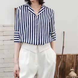 Fashion striped print tops office ladies shirts Women's chiffon blouses Summer casual half sleeve Tops Blusas Mujer 210702