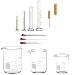 Laborbedarf LaborbedarfGlasmessbecher-Set mit niedriger Form 50 ml, 100 ml, 250 ml und dickes Glas-Messzylinder-Set 5-10-50-100