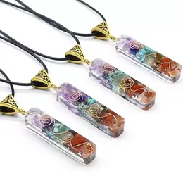 Färgglada grushalsband Natural Crystal Stone Pendant Necklace Yoga Energy Gemstones Creative Gift Sxjun23