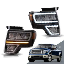 Car LED Headlight Turn Signal Dynamic Start Up Animation Front Lamp Assembly Brake Running Indicator Light For Ford F150