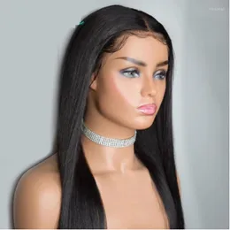 Synthetic Wigs Silky Straight Jet Blake Long 13 4 Lace Front Wig For Black Women With Side Part Heat TemperatureMediu Free Ship Tobi22