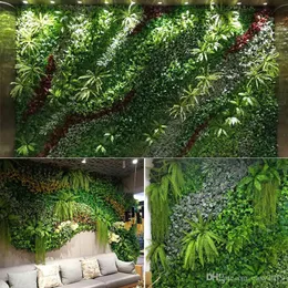 装飾的な花の花輪40x60cm人工植物壁の装飾偽のプラスチックグラスマット芝生カーペットウェディングエルバックグラウンドデコレーション