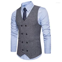 Herren formelle Tweed-Karo-Zweireiher-Weste, Retro-Slim-Fit-Anzugjacke, modische Weste für Herren, 18. August 21, Stra22