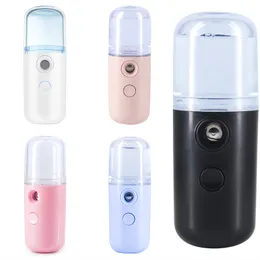 Nano Ansiktsspruta Sommarfest gynnar 30ml Visual Water Tank Portable Face Steamer Mini USB Nano Mister för Lash Extensions Hudvård